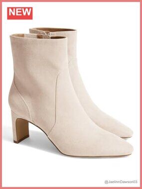 Womens Chunky Low Heel Ankle Boots Square Pointed Toe Side Zipper Faux Suede